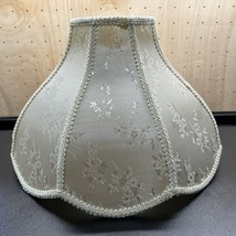 Victorian Lamp Shade Damask Floral &amp; Trim Antique White Brocade  12&quot;H x ... - $72.77