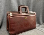 Jack Georges Briefcase Cognac Brown Leather Double Handle Top Zip Profes... - $94.05