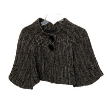 Theory Tweed Wool Cropped Capelet Jacket Womens Large Black Brown Alpaca - £62.65 GBP