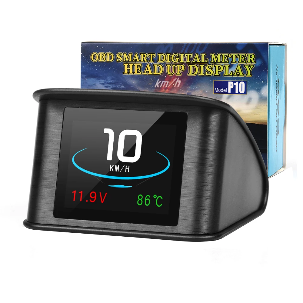 Universal HUD P10 OBD2 Smart Digital Meter Head Up Display overspeed alarm engin - £68.61 GBP