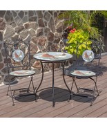 Zaer Ltd. Mosaic Tile Furniture (Bistro Set (1 Table, 2 Chairs), Saint L... - £219.68 GBP