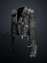 New Handmade Women Black Fashion Studded Punk Style Leather Jacket  - £243.58 GBP