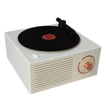 Old Fashioned Classic Style Bluetooth Speaker White Vinly Record Player Style Cu - £37.06 GBP