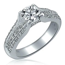 1.01 TCW Three Row Round Diamond Engagement Ring 14k White Gold - $2,355.21