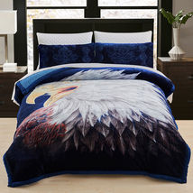 Eagle - Sherpa Comforter Set Blanket 2 Shams Korean Style Printed 80&quot;x90&quot; - £97.50 GBP