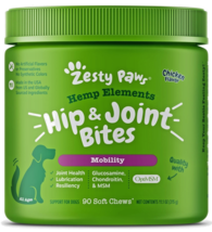 Zesty Paws Hemp Elements Hip &amp; Joint Bites - MOBILITY - 90 Chicken Chews... - $25.49