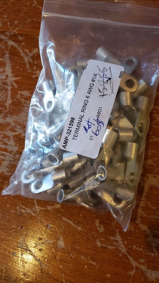 NEW LOT o 60 TE AMP Solistrand Ser. Uninsulated Tin Crimp Ring Terminal ... - $37.67