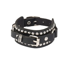 Fashion Gothic Punk Unique Spikes Rivet Stud Wide Cuff Bracelet Leather Punk Got - £14.22 GBP