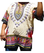 Womens BEIGE Dashiki Shirt African Blouse Top Rap Rapper ~ FAST SHIPPING - $222.77 MXN