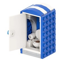 Minifigure Custom Toy Porta Potty Johnny on the spot Toilet John DIY set pieces  - £14.33 GBP