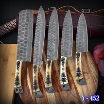 HANDMADE DAMASCUS STEEL CHEF KNIFE KITCHEN KNIVES CHEF SET ENGRAVED CAME... - $88.21