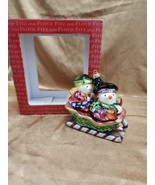 Fitz And Floyd Snow Guys Snow Kids On Sleigh Christmas Ornament 19/1510 ... - $906.65 MXN