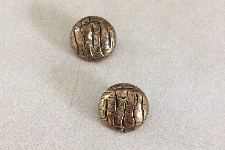 Primary image for Lot Pair 2 Vintage Mid Century Textured Brass Metal Round Shank Buttons 1.5cm