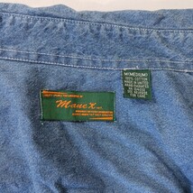 ManeX RN#104032 Men's Blue Cotton Long Sleeve Distressed Shirt Size Medium image 4