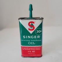 Vintage Handy Oiler, &quot;SINGER&quot; - Sewing Machine Oil ~ 4oz Tin Oil Can Almost Full - £12.43 GBP