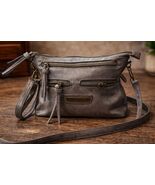 Stone Mountain USA Embossed Floral Crossbody Bag Gray Multi Zip Boho Purse - $19.80