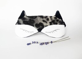Gray cat eye sleep mask - Cute sleep mask - Plush soft eye pillow - Organic kids - £25.65 GBP