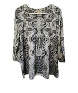 One World Live and Let Live Studded 3/4 Sleeve Top Women&#39;s Size L Large ... - $13.99
