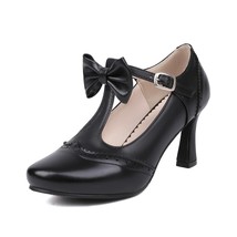 Vintage T-Strap Heels for Women Mary Jane Pumps 8cm Wedding Bridal Shoes Elegant - £40.88 GBP