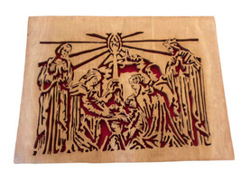 Scroll Saw Nativity Scene Wall Hanging Wood Art Jesus Birth Christmas 24&quot; x 17&quot; - £102.43 GBP