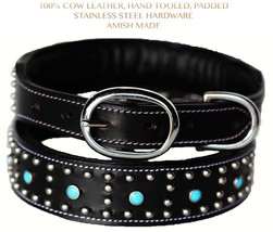 XSmall 9&#39;&#39;- 13&#39;&#39; Rhinestone Dog Puppy Collar Crystal Cow Leather Western 6045 - $22.76