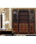 Empire-Style Mahogany Bookcase with Glass Doors &amp; Brass Inlay – 76” Wide... - $7,091.56 CAD