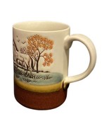 Rare Farm Field Horses Mug Stoneware Farmhouse Birds Tree Tea Coffee Cup... - £11.89 GBP