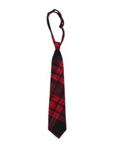 Unisex Pre-Tied Adjustable Stripe Plaid Necktie (Red black) - £9.41 GBP