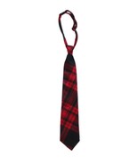 Unisex Pre-Tied Adjustable Stripe Plaid Necktie (Red black) - £9.51 GBP