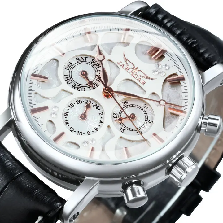 JARAGAR Mechanical Watch Men Automatic    Mens 2020 Casual Leather Strap  ???? ? - £111.42 GBP