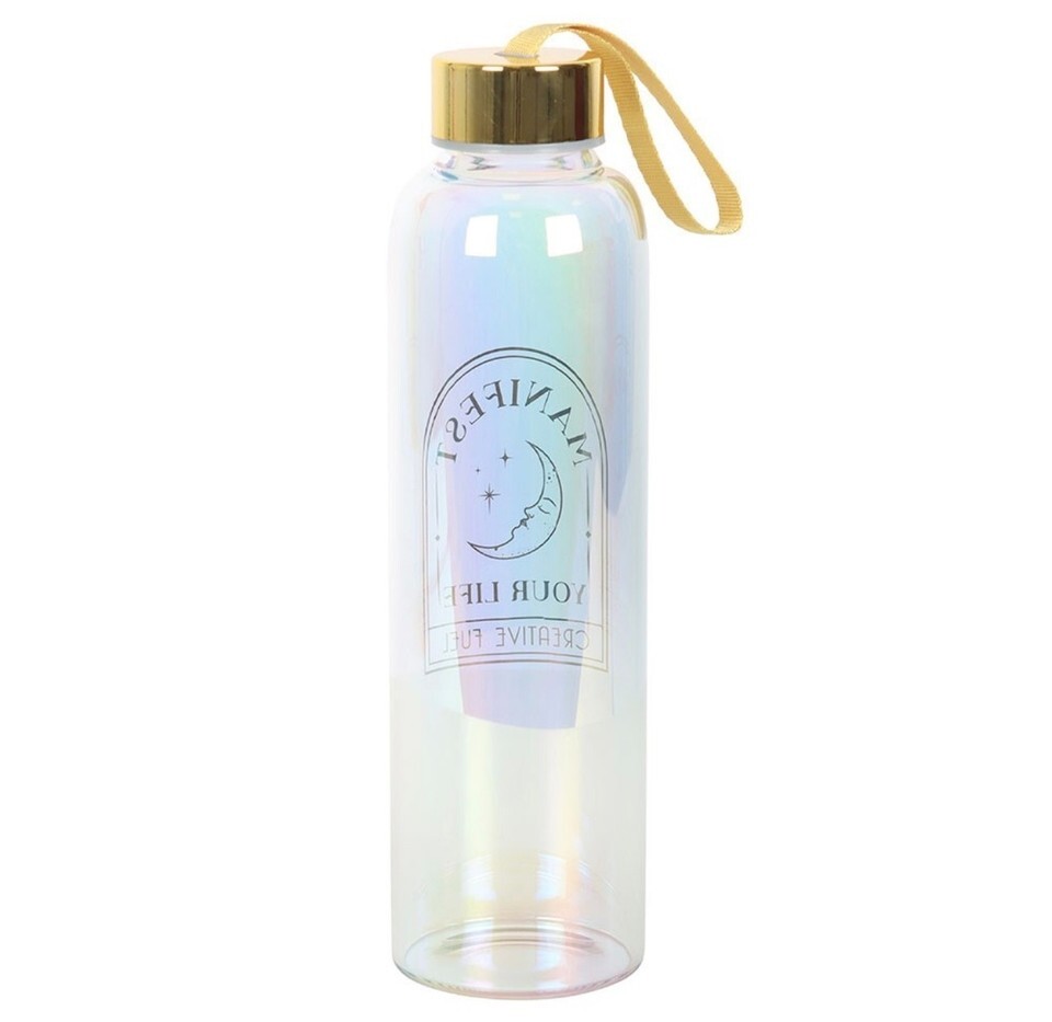 Manifest Your Life Iridescent Glass Water Bottle - Spiritual Crystal Elixir Tumb Item image 2