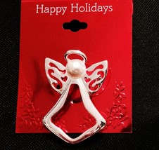 Angel Pin Brooch Silvertone Imitation Pearl Christmas or Heaven Remembrance  NEW - £6.25 GBP