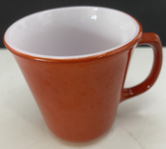 Vintage Corning Coffee Mug Cup Brown White Milk Glass D-Handle MCM 3.5&quot; USA - $9.90