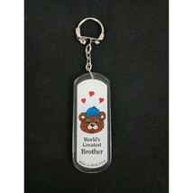 Vintage World&#39;s Greatest Brother Teddy Bear Key chain Hong Kong - $5.55