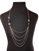 New My Style Women&#39;s Earrings and Necklace Gift Set Smokey Topaz &amp; Black Acrylic - $12.67