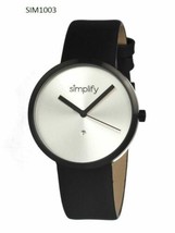 NEW Simplify SIM1003 Unisex 1000 Series Black Steel Case Silver Dial Date Watch - £45.90 GBP