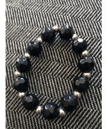 Black Glass Bead Stretch Bracelet - £6.40 GBP