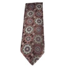 Stacy Adams Men&#39;s Tie Rust Beige Brown Blue Floral Microfiber 3.5&quot; Wide - £12.89 GBP