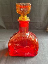 Empoli Art Glass 7&quot; orange DECANTER Stopper Genie Bottle Italy - $150.07