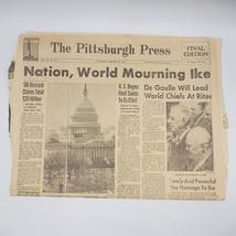 Newspaper Pittsburgh Press December 29 1969 Ike Dwight Eisenhower Death - $24.74