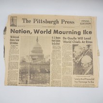 Newspaper Pittsburgh Press December 29 1969 Ike Dwight Eisenhower Death - £18.73 GBP