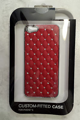 Red and Silver Custom Fitted iPhone Case With Rhinestones For Apple iPhone 5 - £11.83 GBP