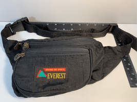 80s Fanny Pack Belt Bag- Everest -Vintage Ripstop Black/Yellow 3 Pocket ... - $16.83