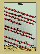 Decoration Poster from Vintage Tarot Card.Eight of Clubs.Wands.Art Decor.11378 - £13.39 GBP+