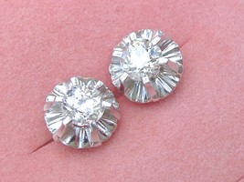 Antique 1.35ctw Mine Diamond Ballerina Setting Platinum 10 Mm Stud Earrings 1930 - £2,768.97 GBP