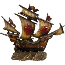 Vintage Cast Iron Santa Maria Ship Galleon Doorstop Bradley Hubbard Large 12&quot; - $60.78