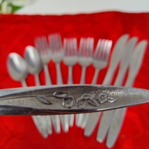 11 Pcs Vintage Superior Stainless &quot;RADIANT ROSE&quot; Textured Fork Knife Spo... - $16.98