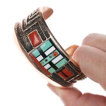 Preston Monongye (Hopi) (1927-1987) Tufa Cast Rose Gold Channel inlay bracelet - £15,787.68 GBP