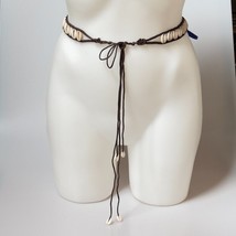 Macramé Crochet Brown Belt With Shell Adjustable Boho Women&#39;s Size S - £11.27 GBP