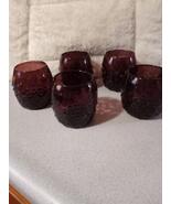 Vintage Hobnail Handblown Amethyst Glasses – Set of 5 - $89.95